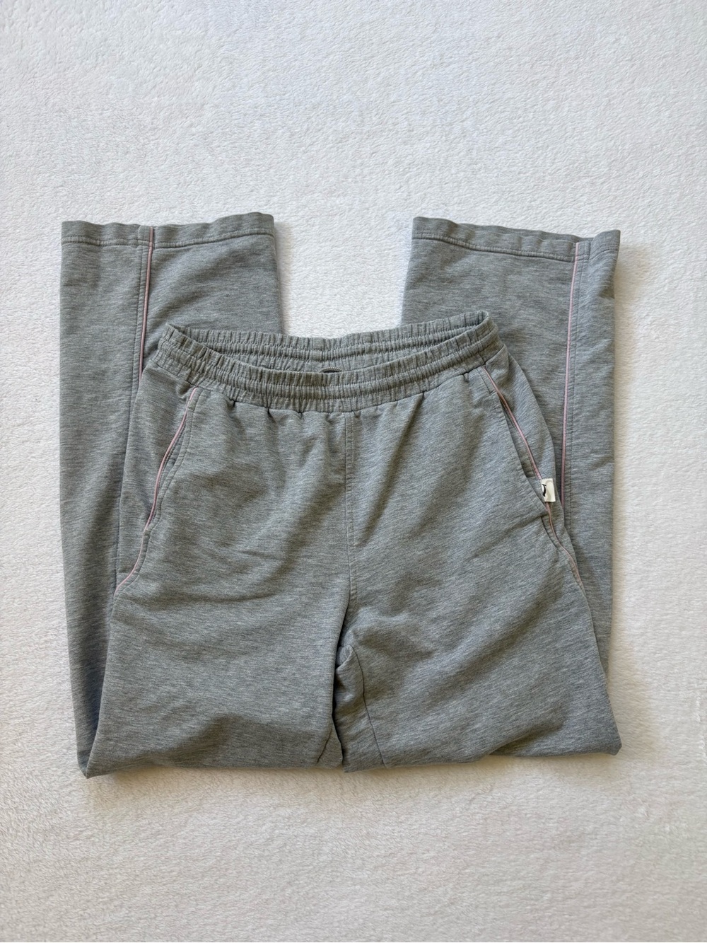 Classic Gray Sweatpants with Subtle Pink Stitching